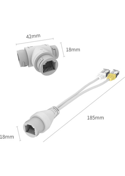 2'si 1 Arada Poe Kamera Basitleştirilmiş Kablo Konektörü Ayırıcı Kablo Konektörü Üç Yollu RJ45 Kafa Poe Kamera Kurulum Adaptörü (Yurt Dışından)