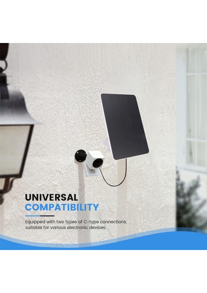 Su Geçirmez 4W Güneş Paneli Ev Güvenlik Kamerası Güneş Hücreleriyle Çalışan Şarj Cihazı Tip C Beyaz (Yurt Dışından) indirimleri