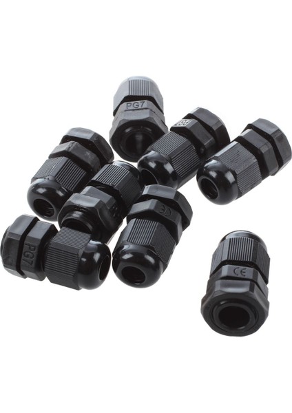 8 Adet Pg7 Siyah Plastik Su Geçirmez Kablo Rakoru Konektörü 3-6.5mm (Yurt Dışından)