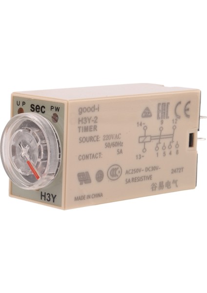10 S Gecikme Zamanlayıcı Zaman Rölesi H3Y-2 Ac 220 V 8 Pın Ayar Düğmesi Kontrol Zamanlama Rölesi Ev Elektrik Sistemleri Için (Yurt Dışından)