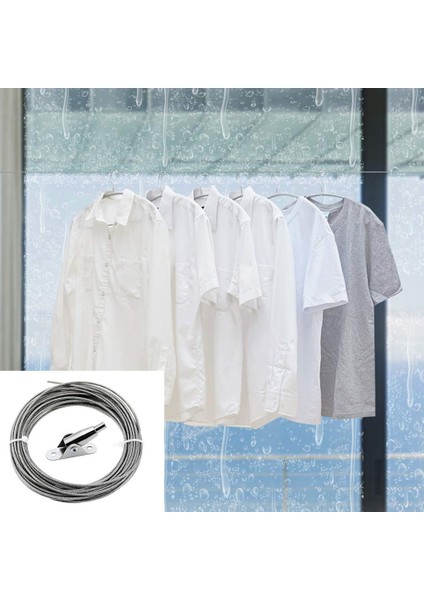 10M Paslanmaz Çelik Halat Kaplamalı 2 mm Çelik Halat Ayarlanabilir Perde Halat Montaj Kelepçeleri ile Asılı Halat (Yurt Dışından) fırsatları