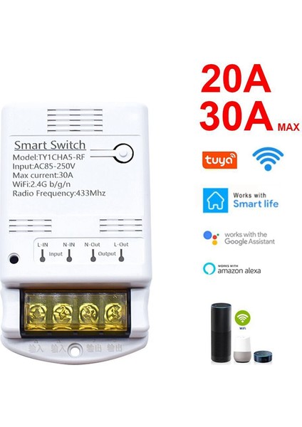 Tuya Wifi 30A Röle Modülü 85-250V Akıllı Anahtar Dıy 433MHZ Rf Kontrol Cihazı Smartlife App Ses Rölesi Zamanlayıcı Uzaktan Kumanda (Yurt Dışından) indirimleri