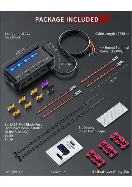12V Sigorta Kutusu Evrensel 20A Otomotiv Moto Blok Sigortası LED Gösterge Işığı Isıya Dayanıklı Sigorta Araba Motosiklet Için Tutun (Yurt Dışından)