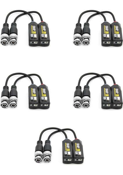 5 Çift 4K Pasif Cctv 8mp Video Balun Hd-Cvı/tvı/ahd Iletimi Utp Balun ile Gözetim Kameraları Için (Yurt Dışından)