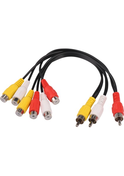 Yeni 3 Rca Erkek 6 Rca Dişi Fiş Splitter Ses Tv DVD Video Adaptörü Av Kablosu (Yurt Dışından)
