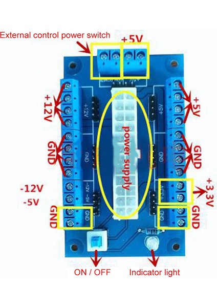 Pc 24/20PIN Atx Dc Güç Kaynağı Breakout Board Modül Adaptörü Dıy Aksesuarları Modül Dayanıklı (Yurt Dışından)