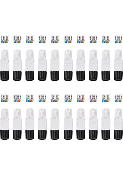20 Adet Aletsiz Korumalı RJ45 Ağ Kablosu Konektörü Ethernet Kablosu Fişi CAT6A Konektörü Utp Korumasız Bükülmüş (Yurt Dışından)