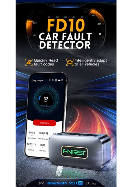 Fnırsı FD10 Araba Obd2 Tarayıcı Kod Okuyucu Temizleme Hatası Obd Tanılama Aracı Ios Android Bt 5.1 Motor Arıza Işığı Araba Tamiri (Yurt Dışından)