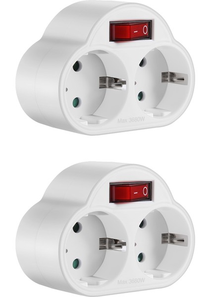 Anahtarlı 2 Adet Soket Adaptörü, 250V/16A 3680W Taşınabilir Prizler Duvar Plakası Soketi Ofis, Ev, Seyahat Ab Tak (Yurt Dışından)