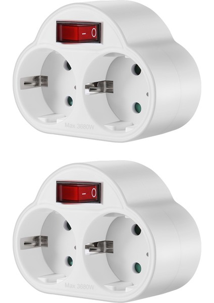 Anahtarlı 2 Adet Soket Adaptörü, 250V/16A 3680W Taşınabilir Prizler Duvar Plakası Soketi Ofis, Ev, Seyahat Ab Tak (Yurt Dışından)