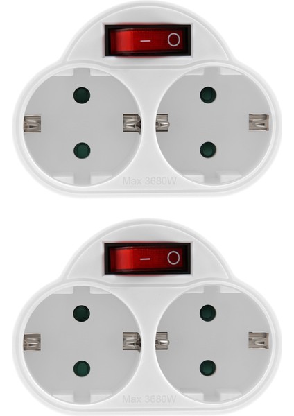 Anahtarlı 2 Adet Soket Adaptörü, 250V/16A 3680W Taşınabilir Prizler Duvar Plakası Soketi Ofis, Ev, Seyahat Ab Tak (Yurt Dışından)