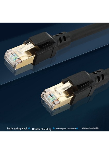 Cat8 Ethernet Kablosu 40 Gbps Uyumlu CAT6E Anti Koruyucu 26AWG Altın Kaplama RJ45 Yönlendirici Anahtarı Için Konnektör, 6.6ft/2 M (Yurt Dışından)