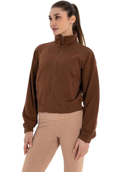 Dik Yaka Fermuarlı Organik Pamuk Sweatshirt fiyatları