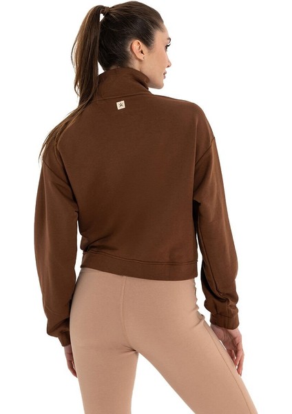 Dik Yaka Fermuarlı Organik Pamuk Sweatshirt fırsatları