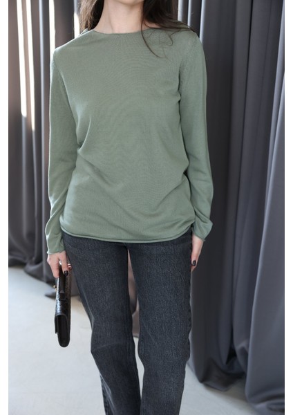 Naturel Yaka Oversize Ince Triko