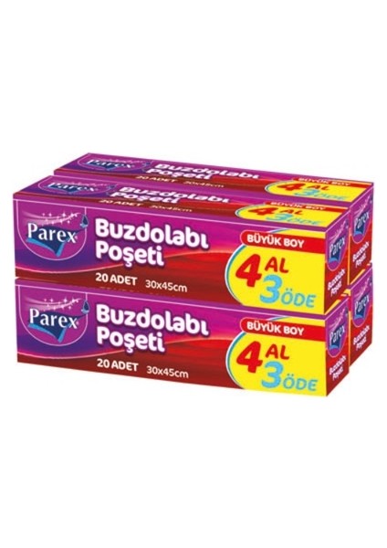 Buzdolabı Poşeti Büyük BOY(30X45CM) 4 Al 3 Öde