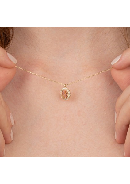 Gümüş Kolye - Gümüş Koyle - Zultanit Oval Taşlı 925 Ayar Gümüş Kolye