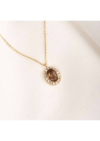 Gümüş Kolye - Gümüş Koyle - Zultanit Oval Taşlı 925 Ayar Gümüş Kolye