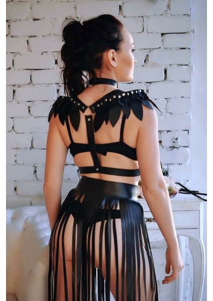 Omuz Parça Kanatlı Harness ve Püsküllü Etek Takım - BRF727