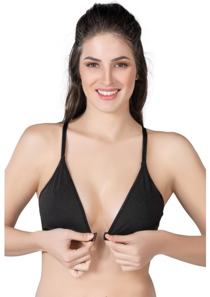 Miraxx Siyah Mı Emay 1416 Modal Cotton Önden Açmalı Sporcu Sütyen