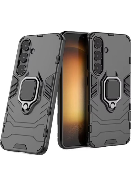 Samsung Galaxy S25 Plus ile Uyumlu Batman Serisi Yüzük Standlı Armor Kılıf - Siyah AL3349