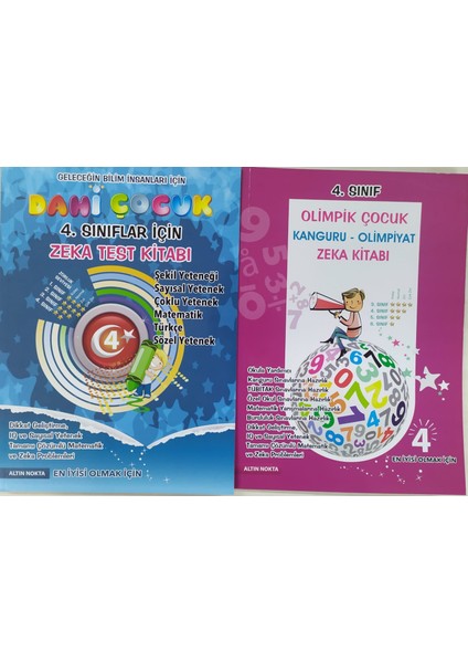 Altın Nokta Yayınevi 4. Sınıf Olimpik Çocuk Bilsem Kanguru Olimpiyat Zeka Kitabı+Altınnokta Zeka Test Kitabı