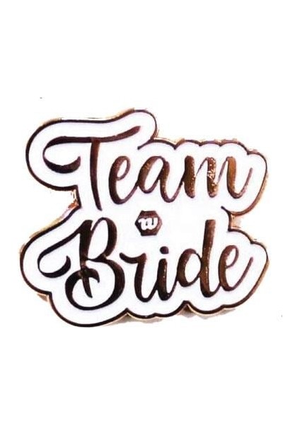 Team bride yaka rozeti beyaz üstü rosegold