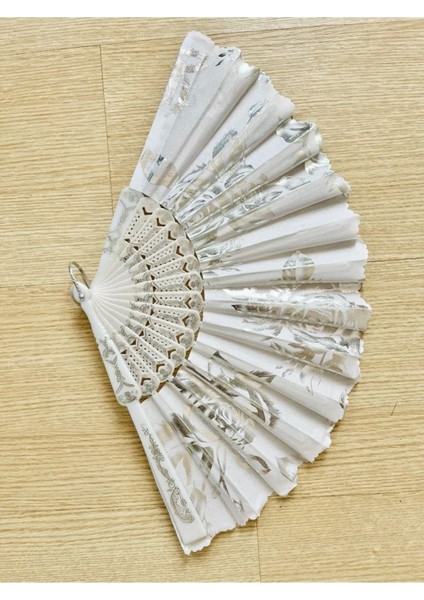 - Beyaz Şık Gül Desenli Yelpaze fiyatları