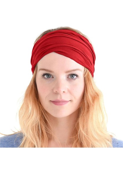 Paraşüt Bandana Sade Düz Renk Pamuklu Kumaş Lastikli Kırmızı