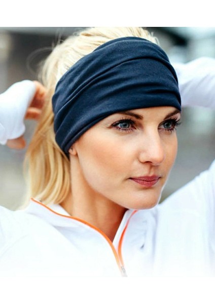 Paraşüt Bandana Sade Düz Renk Pamuklu Kumaş Lastikli Lacivert