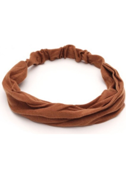 Paraşüt Bandana Sade Düz Pamuklu Kumaş Lastikli Kahverengi