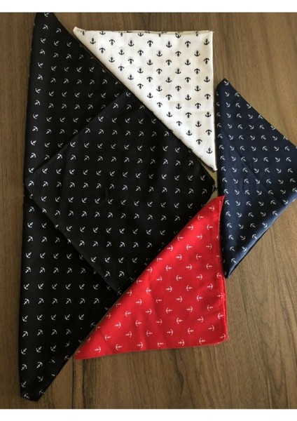 Pamuklu 4 Adet Çapa Desenli Bandana 4 Farklı Renk Pamuklu Kumaş modelleri