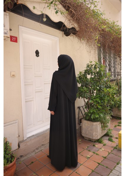 Kendinden Şallı Taşlı Abaya Ferace-Medine Ipeği modelleri