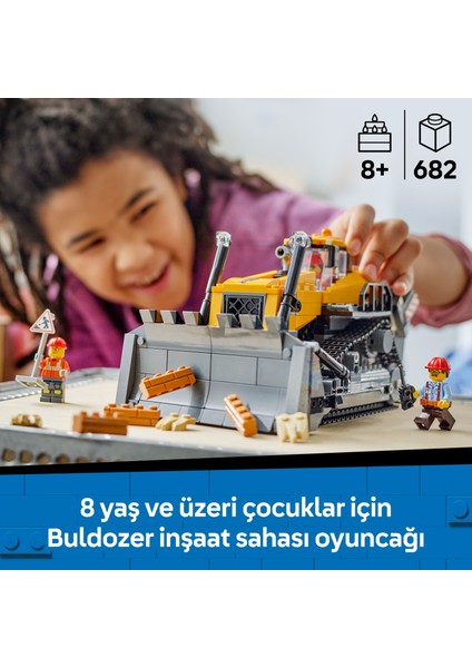 ® City Sarı Buldozer 60466 - 8 Yaş ve Üzeri Çocuklar Yaratıcı Oyuncak Yapım Seti (682 Parça)