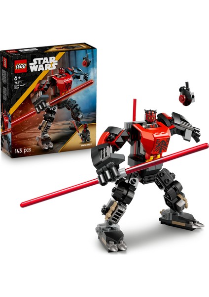 ® Star Wars: Klon Savaşları Darth Maul™ Robotu 75411 - 6 Yaş ve Üzeri Çocuklar Için Yaratıcı Oyuncak Yapım Seti (143 Parça)