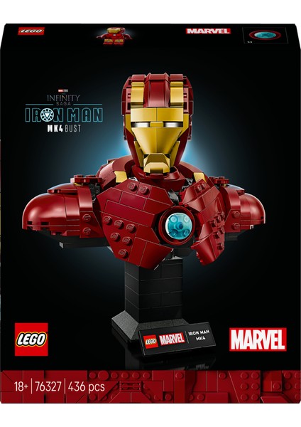 ® ǀ Marvel Iron Man Mk4 Büstü 76327 - Yetişkinler Için Minifigür Içeren Yaratıcı Yapım Seti (436 Parça)