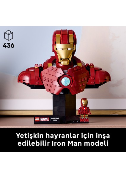 ® ǀ Marvel Iron Man Mk4 Büstü 76327 - Yetişkinler Için Minifigür Içeren Yaratıcı Yapım Seti (436 Parça)