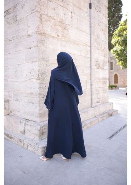 Kendinden Şallı Taşlı Abaya Ferace-Medine Ipeği