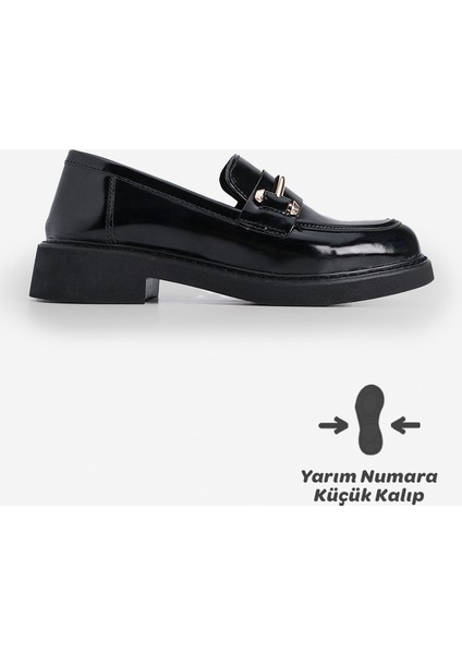 Kadın Loafer Makosen Casual Tokalı Günlük Ayakkabı Forye Siyah Açma modelleri