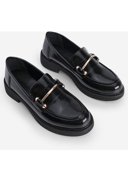 Kadın Loafer Makosen Casual Tokalı Günlük Ayakkabı Forye Siyah Açma indirimleri