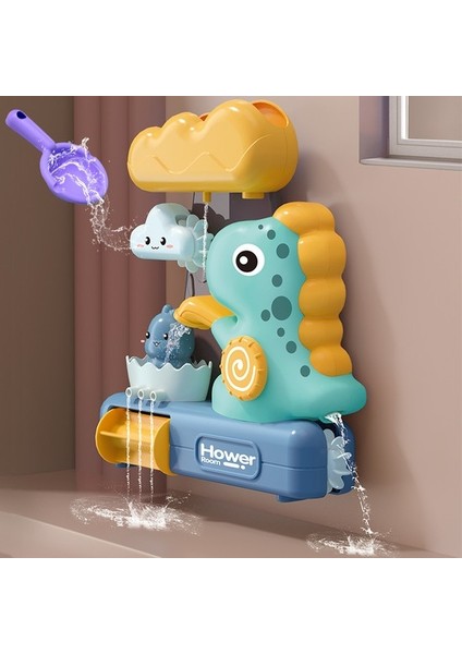 Mkjınmeı Çocuk Eğlenceli ve Sevimli Dinozor Döndürme Banyo Oyun Duş Spreyi Banyo Oyuncak (Yurt Dışından)