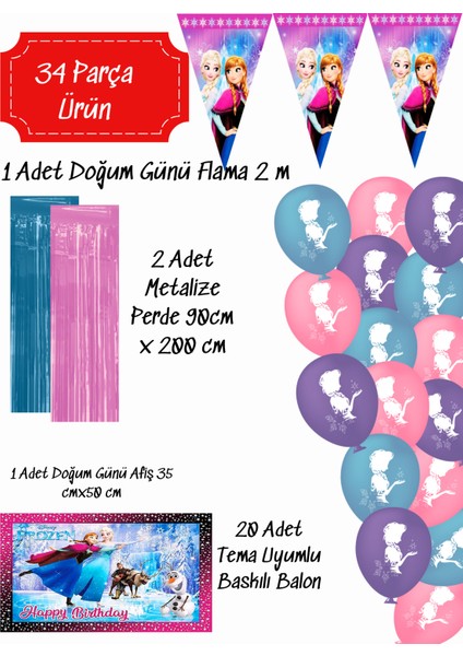 Frozen Karlar Ülkesi Elsa Doğum Günü Süsleri Parti Seti