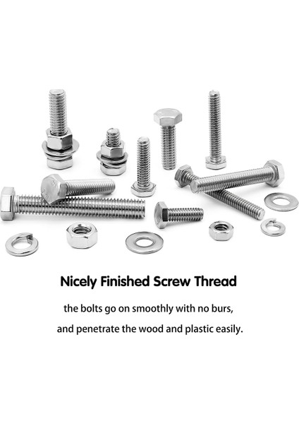 246PCS Altıgen Başlı Somun ve Cıvata Çeşitleri Kiti, Paslanmaz Çelik 1/4-20, 5/16-18,3/8-16 Cıvata ve Somun Seti (Yurt Dışından)