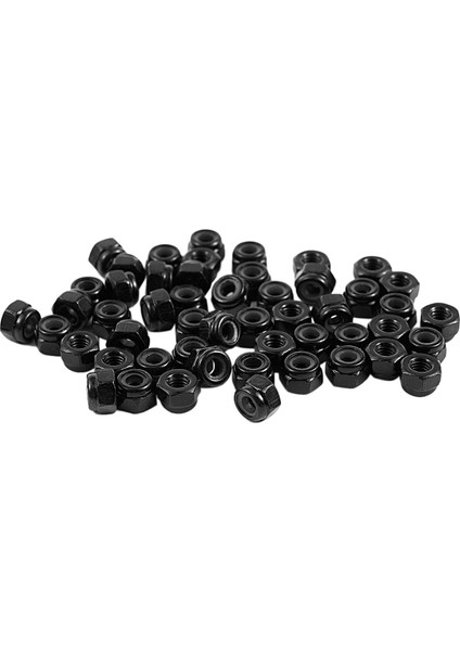 M2.5X0.45MM Çinko Kaplama Naylon Ekleme Altıgen Kilit Somunları Siyah 50 Adet (Yurt Dışından)