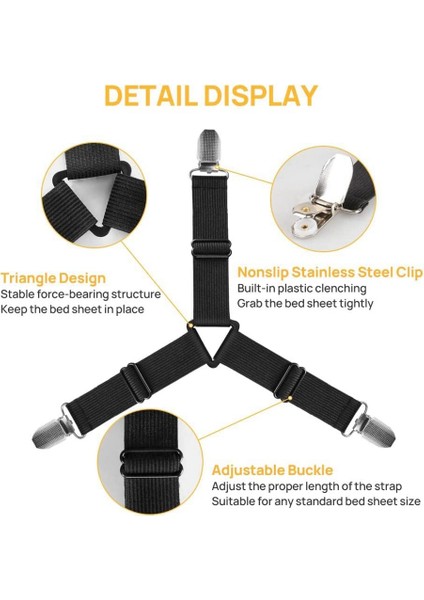 Kavrama Kaymaz Çarşaf Askısı, Demir Klipsli Ayarlanabilir Elastik Bağlantı Elemanları, Lastikli Çarşaflar Için Çarşaf Tutucu, Kolay Kurulum (Yurt Dışından) fırsatları