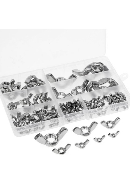 100 Adet Kanat Kuruyemiş Çeşitleri Kiti Paslanmaz Çelik Kelebek Vidalı Kapak El Somun Kilitleme Wingnuts Raptiye Aracı (Yurt Dışından) modelleri
