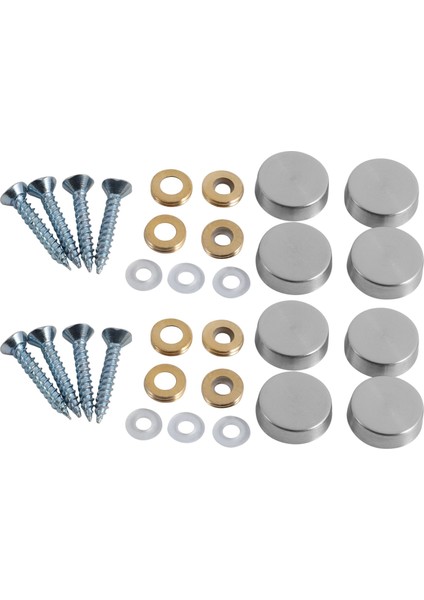 16 mm Paslanmaz Ayna Çivili Vidalı Kapak (8 Adet) (Yurt Dışından)