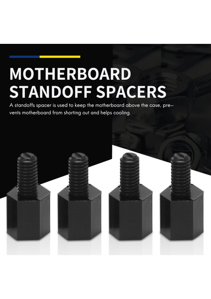 100X Anakart Naylon Altıgen Standoff Dişli Ara Parça M3 Konu 6 + 6mm Siyah (Yurt Dışından)