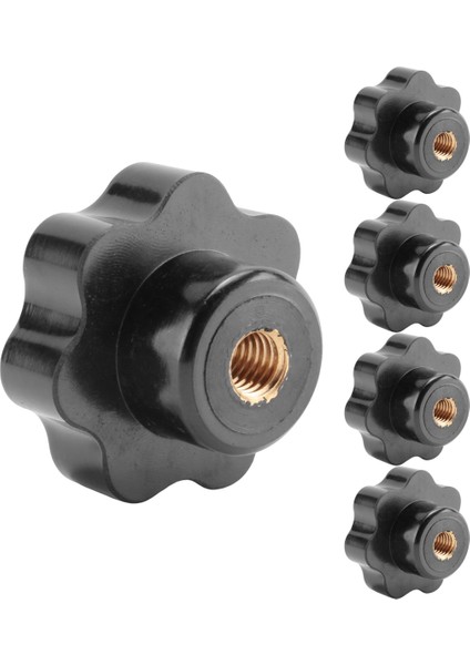 5 Adet Siyah Yıldız Kavrama Topuzu, Dişi Diş Çapı 8 Mm, Kafa Çapı 40 mm (Yurt Dışından)