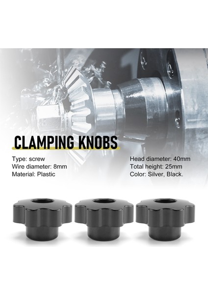 5 Adet Siyah Yıldız Kavrama Topuzu, Dişi Diş Çapı 8 Mm, Kafa Çapı 40 mm (Yurt Dışından) fırsatları